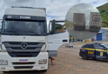 PRF de Caratinga prende motorista de caminhão sob efeito de substância psicoativa após direção perigosa