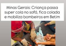 Criança passa super cola no sofá, fica colada e mobiliza bombeiros em Betim