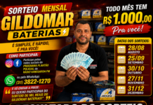 Resultado do SORTEIO MENSAL GILDOMAR BATERIAS de R$ 1.000,00 (28/08/2026)
