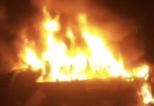 Ônibus da Gontijo pega fogo durante a madrugada na BR-381, em Antônio Dias