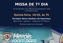 Ipatinga terá missa de sétimo dia em homenagem aos três militares mortos em acidente aéreo